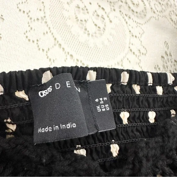 ASOS DESIGN crochet tiered babydoll mini dress in mixed animal - Picture 14 of 15